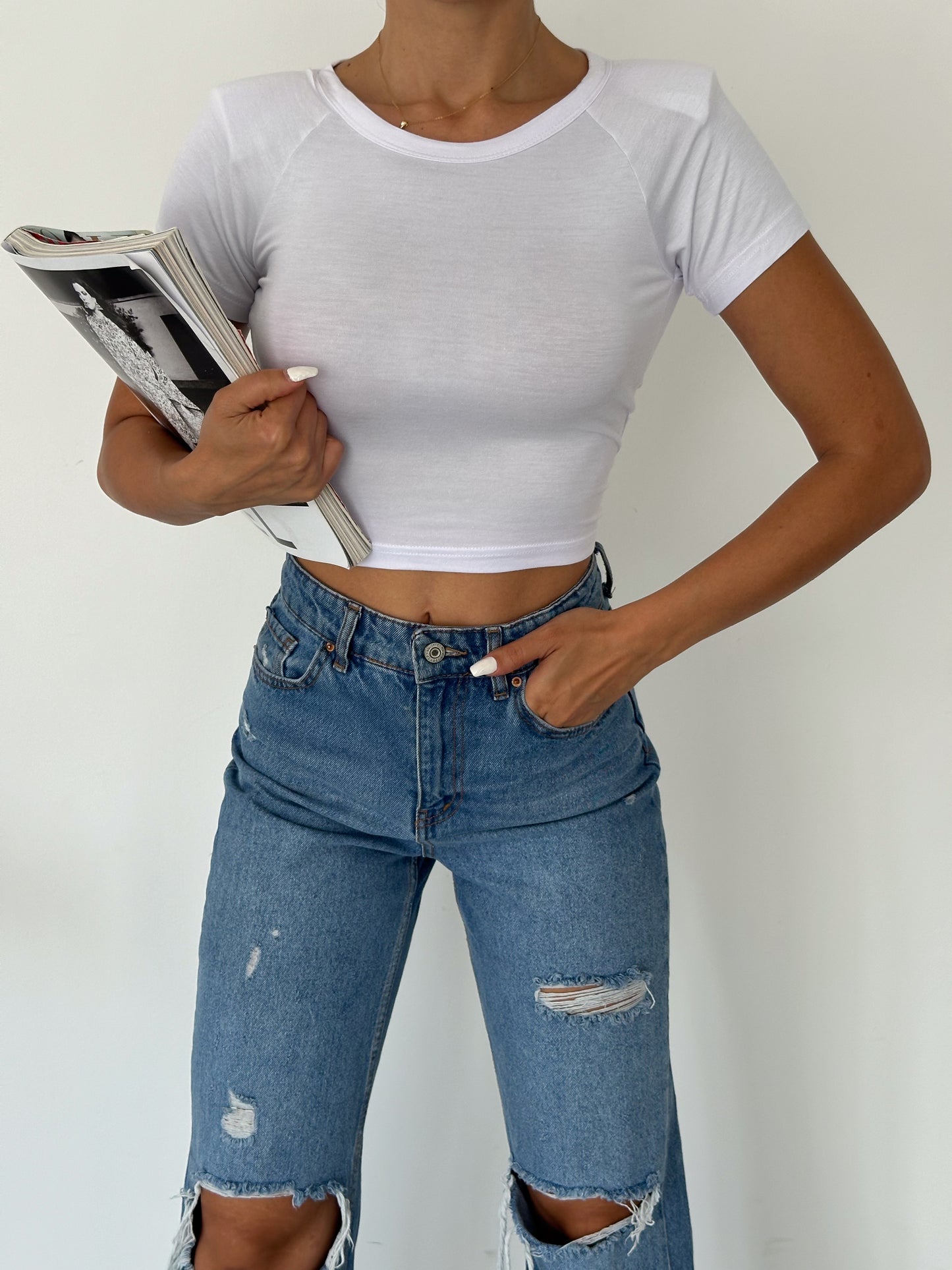 The Perla Back-Tie Padded Crop Blouse