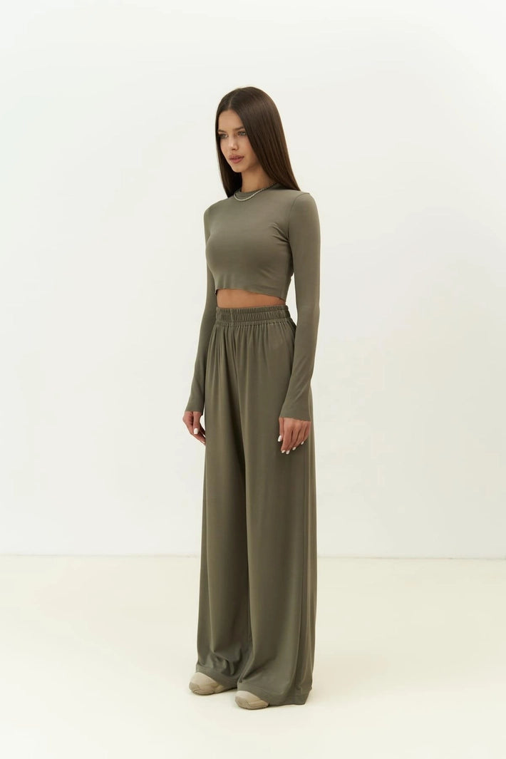 Jany Long Sleeve Crop & Pants Set