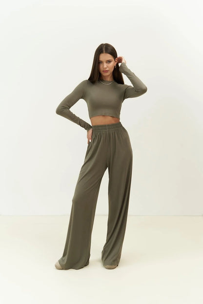 Jany Long Sleeve Crop & Pants Set