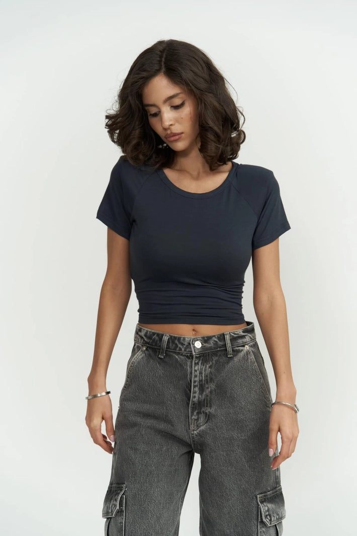 The Perla Back-Tie Padded Crop Blouse