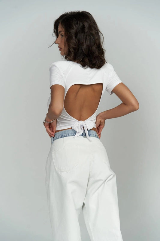 The Perla Back-Tie Padded Crop Blouse