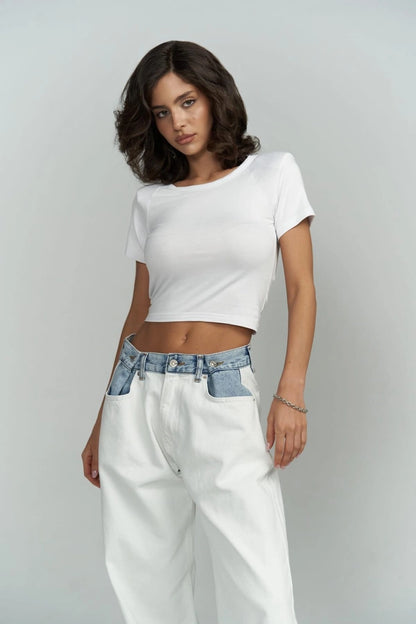 The Perla Back-Tie Padded Crop Blouse