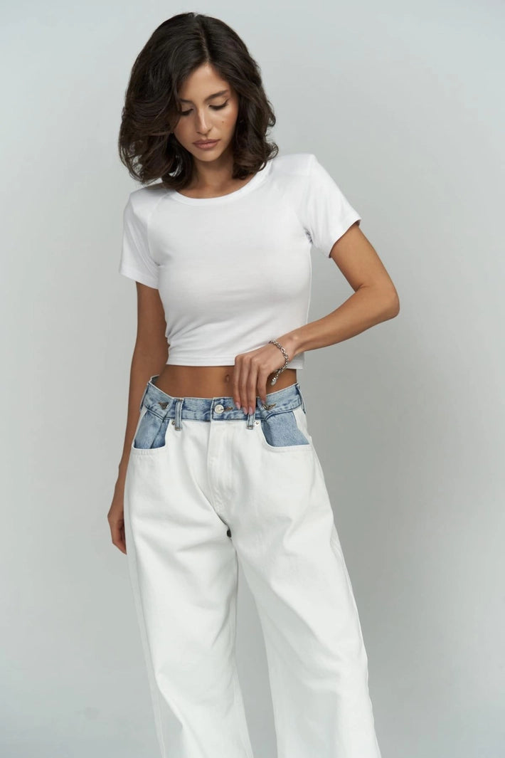 The Perla Back-Tie Padded Crop Blouse