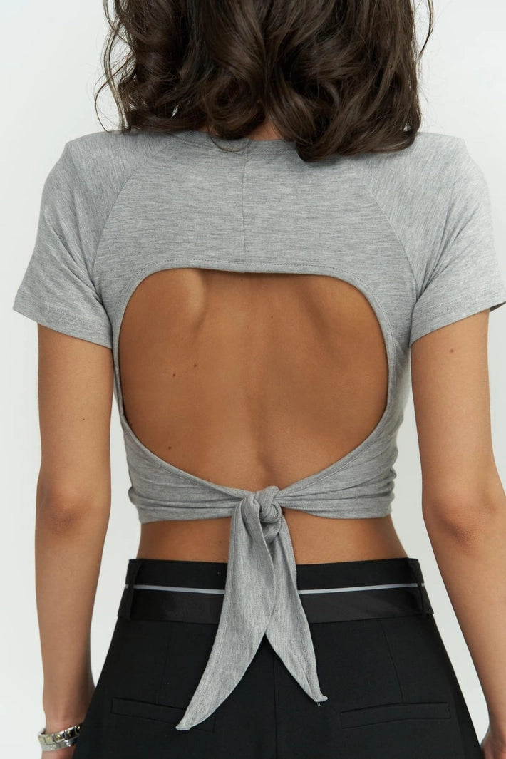 The Perla Back-Tie Padded Crop Blouse