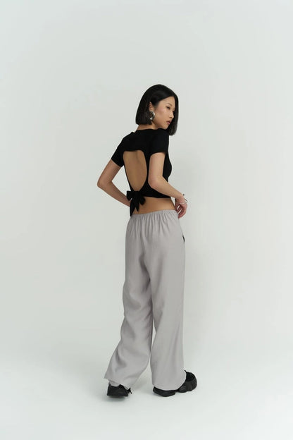 The Perla Back-Tie Padded Crop Blouse