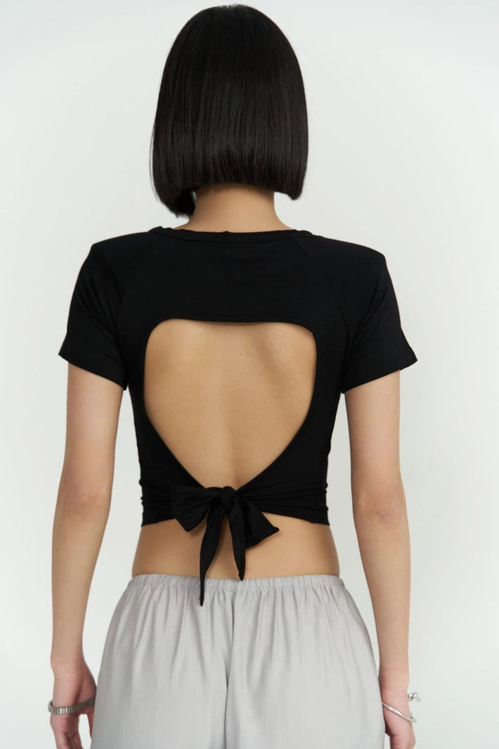 The Perla Back-Tie Padded Crop Blouse