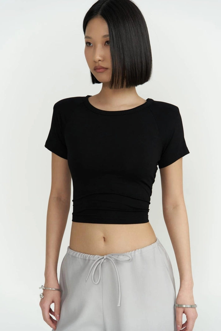 The Perla Back-Tie Padded Crop Blouse